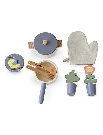 Cocina infantil de madera accesorios juego rol Mamabrum