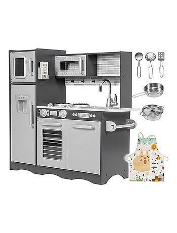 Cocina infantil de madera con LED y delantal 93x83 Mamabrum