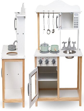 Cocina infantil de madera con microondas y fregadero Mamabrum