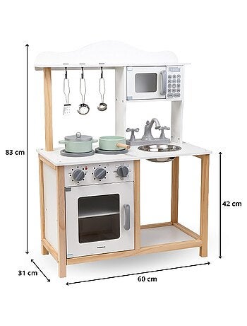 Cocina infantil de madera con microondas y fregadero Mamabrum