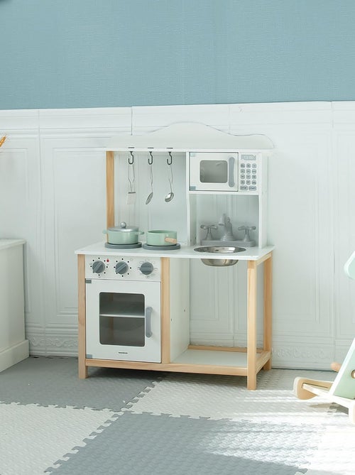 Cocina infantil de madera con microondas y fregadero Mamabrum - Kiabi