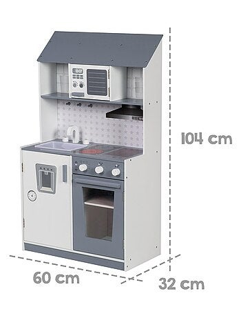 Cocina infantil en madera con cocina y refrigerador para niña y niño 'Roba'
