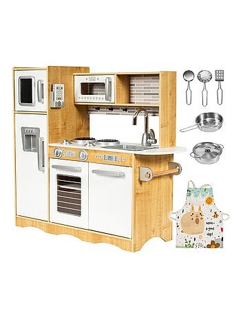 Cocina infantil XXL de madera con LED y nevera Mamabrum