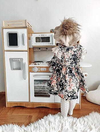 Cocina infantil XXL de madera con LED y nevera Mamabrum