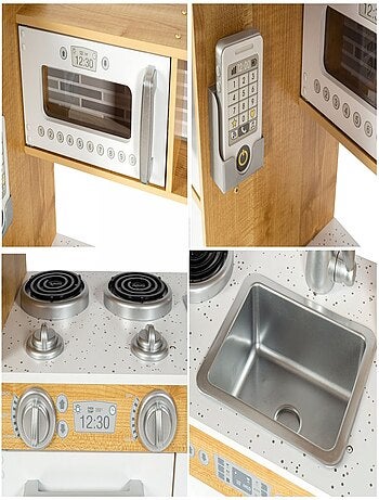 Cocina infantil XXL de madera con LED y nevera Mamabrum