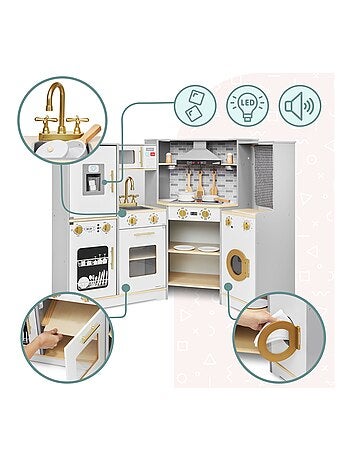 Cocina interactiva madera LED lavadora lavavajillas Mamabrum