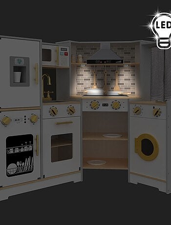 Cocina interactiva madera LED lavadora lavavajillas Mamabrum