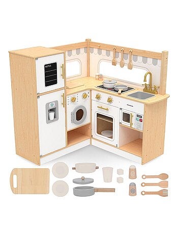 Cocina interactiva madera nevera y microondas Mamabrum