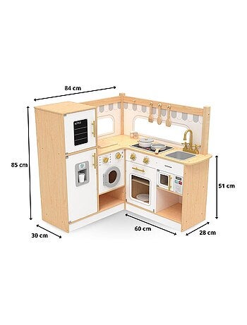 Cocina interactiva madera nevera y microondas Mamabrum