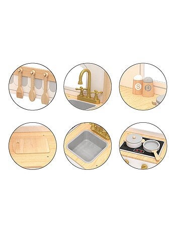 Cocina interactiva madera nevera y microondas Mamabrum