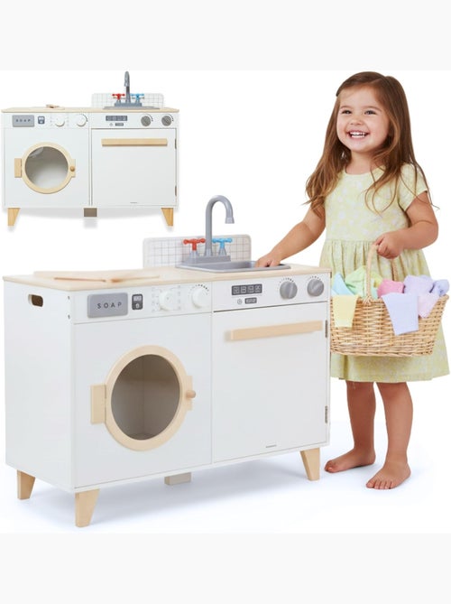 Cocina y lavandería de madera 2 en 1 para niños con accesorios, juego educativo 3+ - Kiabi Cocina y lavandería de madera 2 en 1 para niños con accesorios, juego educativo 3+ - Kiabi
