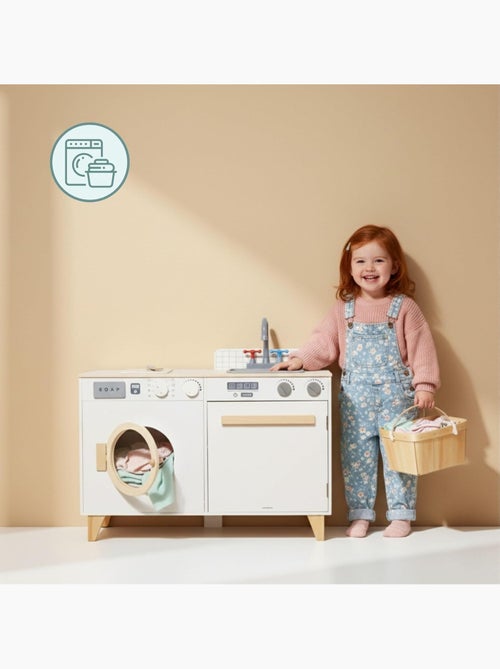 Cocina y lavandería de madera 2 en 1 para niños con accesorios, juego educativo 3+ - Kiabi Cocina y lavandería de madera 2 en 1 para niños con accesorios, juego educativo 3+ - Kiabi