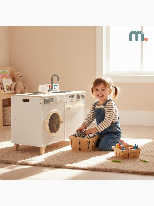 Cocina y lavandería de madera 2 en 1 para niños con accesorios, juego educativo 3+ - Kiabi Cocina y lavandería de madera 2 en 1 para niños con accesorios, juego educativo 3+ - Kiabi