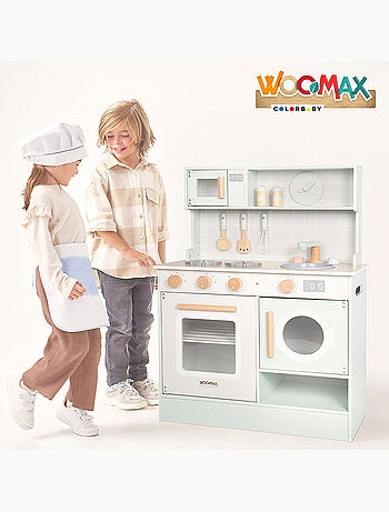 Cocinita madera c/elementos interactivos y accesorios WOOMAX