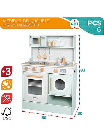 Cocinita madera c/elementos interactivos y accesorios WOOMAX