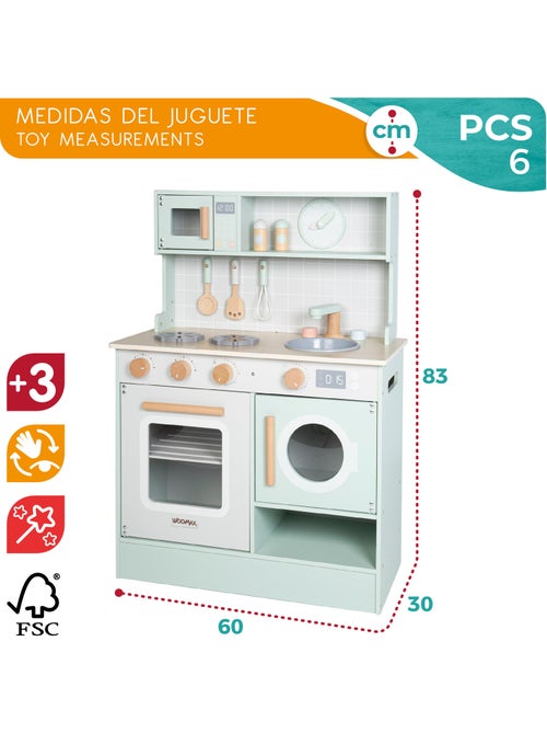 Cocinita madera c/elementos interactivos y accesorios WOOMAX - Kiabi Cocinita madera c/elementos interactivos y accesorios WOOMAX - Kiabi