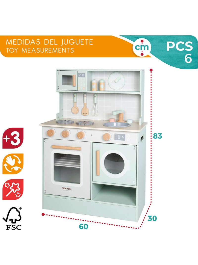 Cocinita madera c/elementos interactivos y accesorios WOOMAX N/D - Kiabi