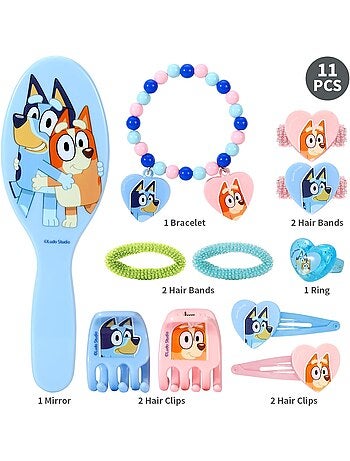 Cofre cabello niño Bluey : 11 accesorios pinzas, elásticos