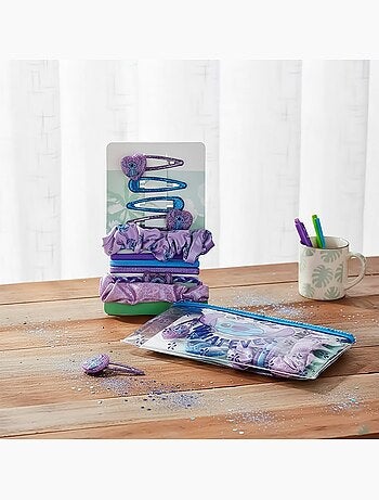 Cofre cabello niño Stitch azul y violeta : 10 accesorios