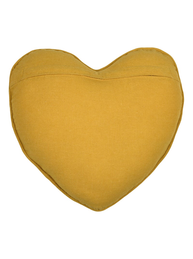 Cojín con forma de corazón y estampado vegetal Amarillo mostaza - Kiabi