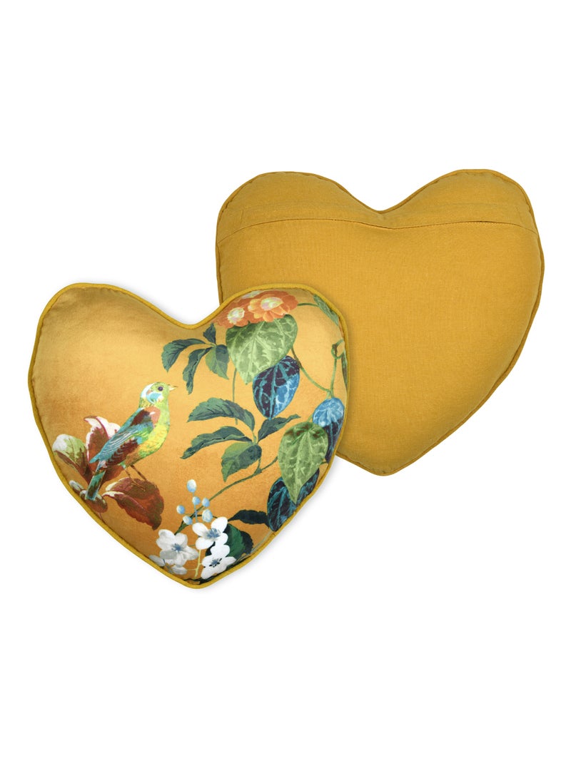 Cojín con forma de corazón y estampado vegetal Amarillo mostaza - Kiabi