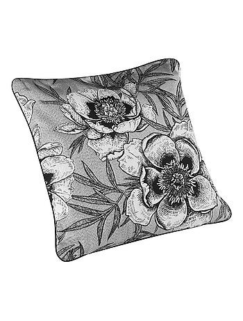 Cojín con ribete y estampado floral