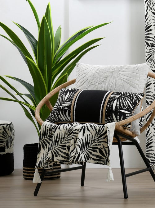 Cojín cuadrado efecto terciopelo con diseño tropical en relieve - Kiabi