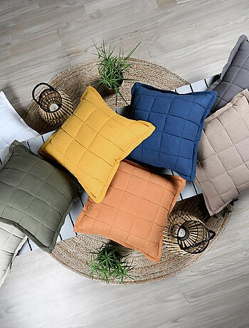 Cojín cuadrado liso de gasa de algodón con costuras