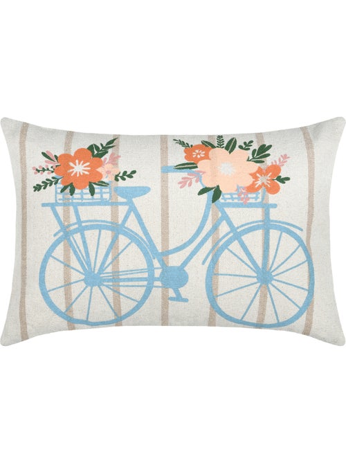 Cojín de algodón con motivo de bicicleta floreada - Kiabi