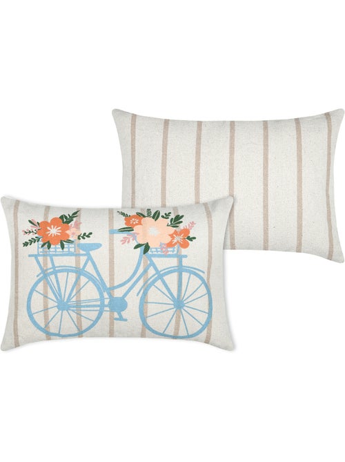 Cojín de algodón con motivo de bicicleta floreada - Kiabi