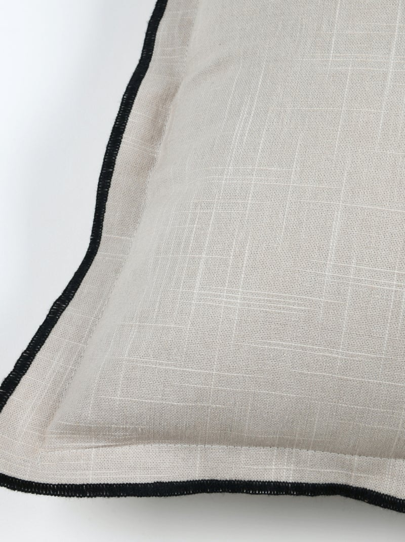Cojín de algodón, volante plano festoneado, negro Beige concha - Kiabi