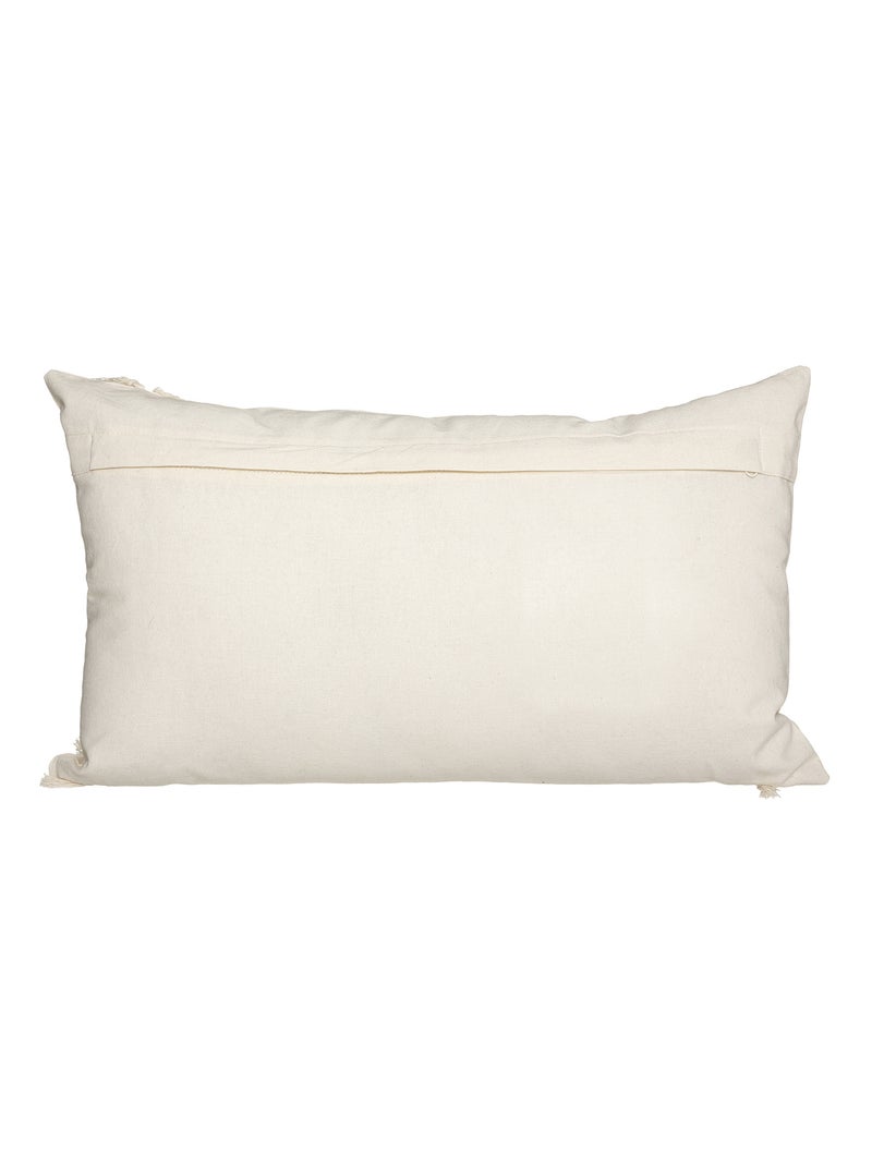 Cojín de algodón y macramé Beige jaspeado - Kiabi