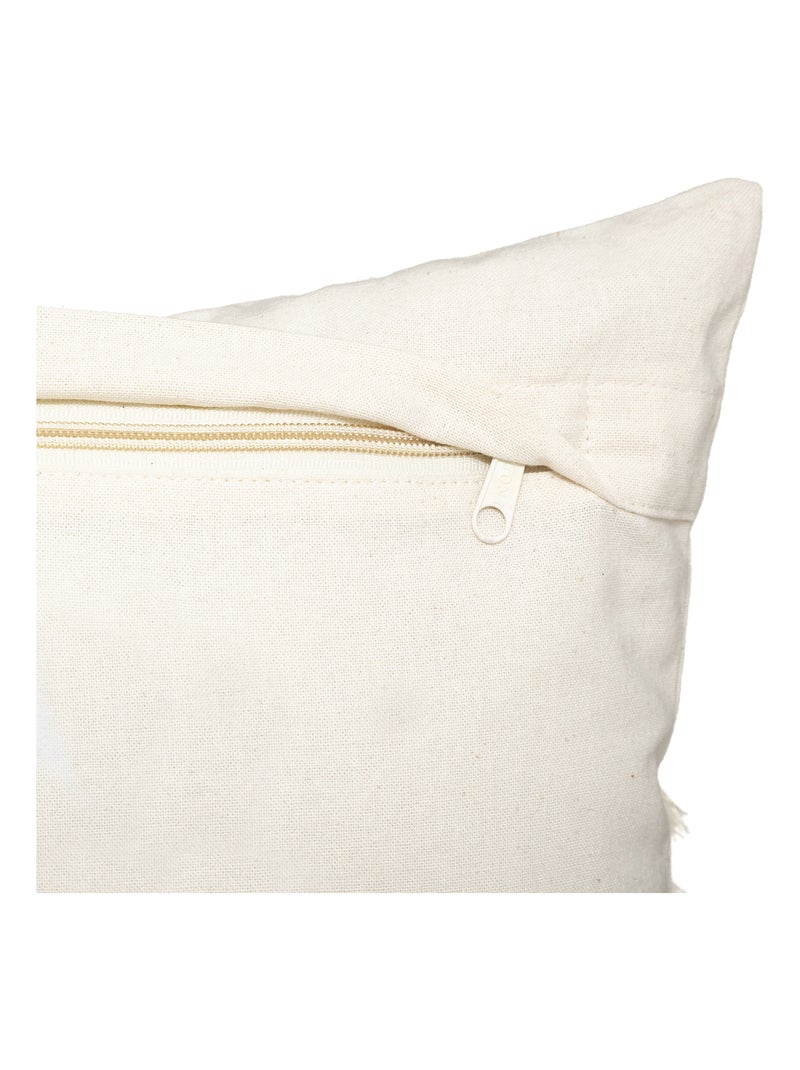 Cojín de algodón y macramé Beige jaspeado - Kiabi