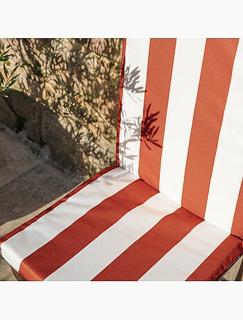 Cojín de asiento y respaldo impermeable a rayas ARCACHON