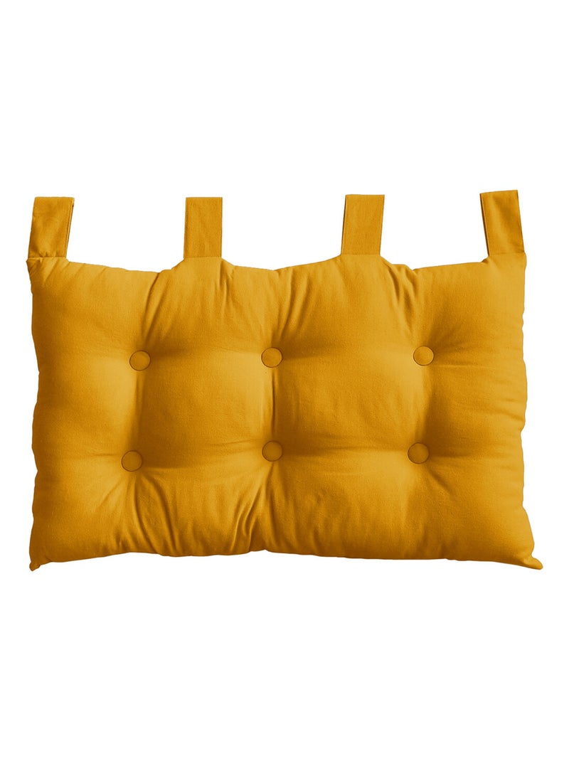 Cojín de cabecero de algodón con lengüetas de botones Amarillo mostaza - Kiabi