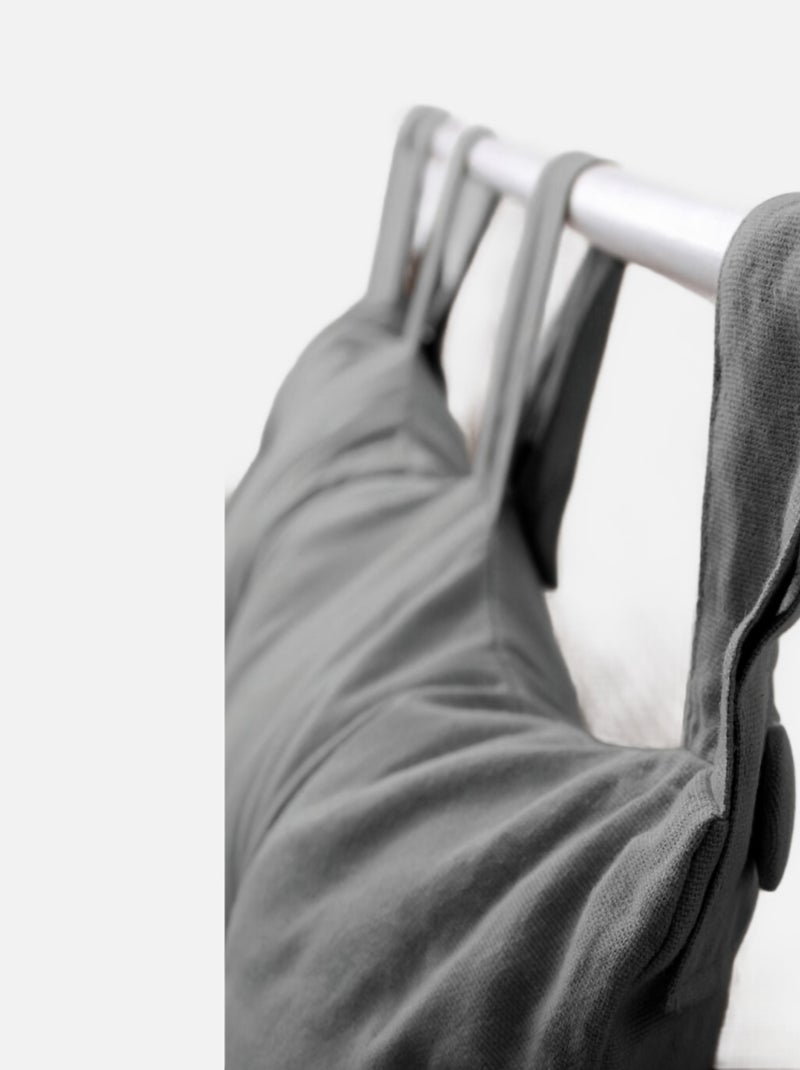 Cojín de cabecero de algodón con lengüetas de botones Gris claro - Kiabi