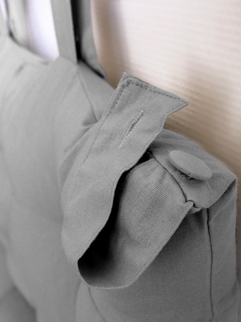 Cojín de cabecero de algodón con lengüetas de botones Gris claro - Kiabi
