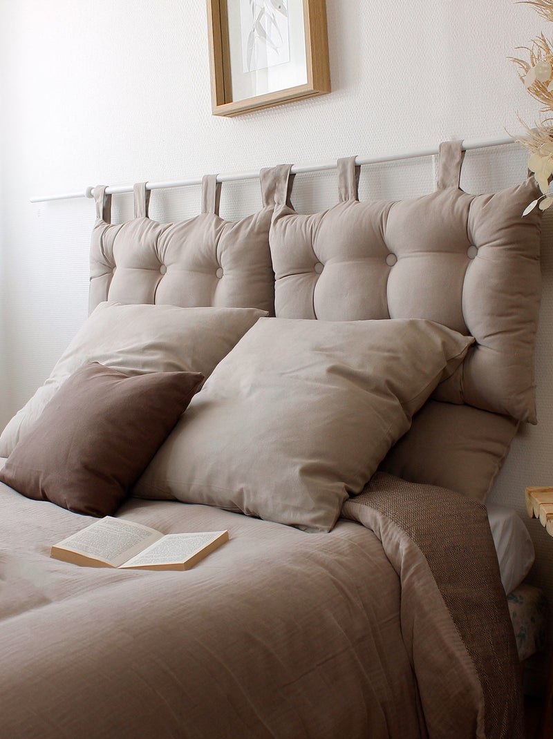 Cojín de cabecero de algodón con lengüetas de botones Madera natural - Kiabi