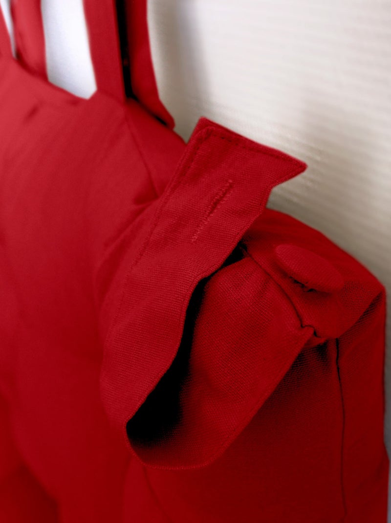 Cojín de cabecero de algodón con lengüetas de botones Rojo - Kiabi