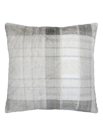 Cojín de cuadros escoceses en piel sintética