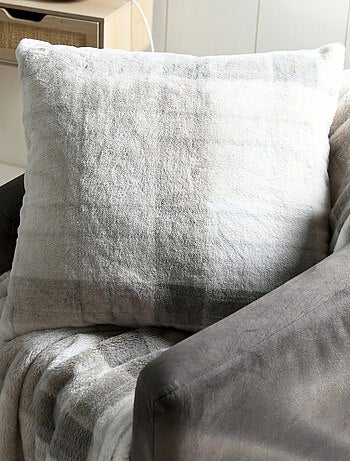 Cojín de cuadros escoceses en piel sintética