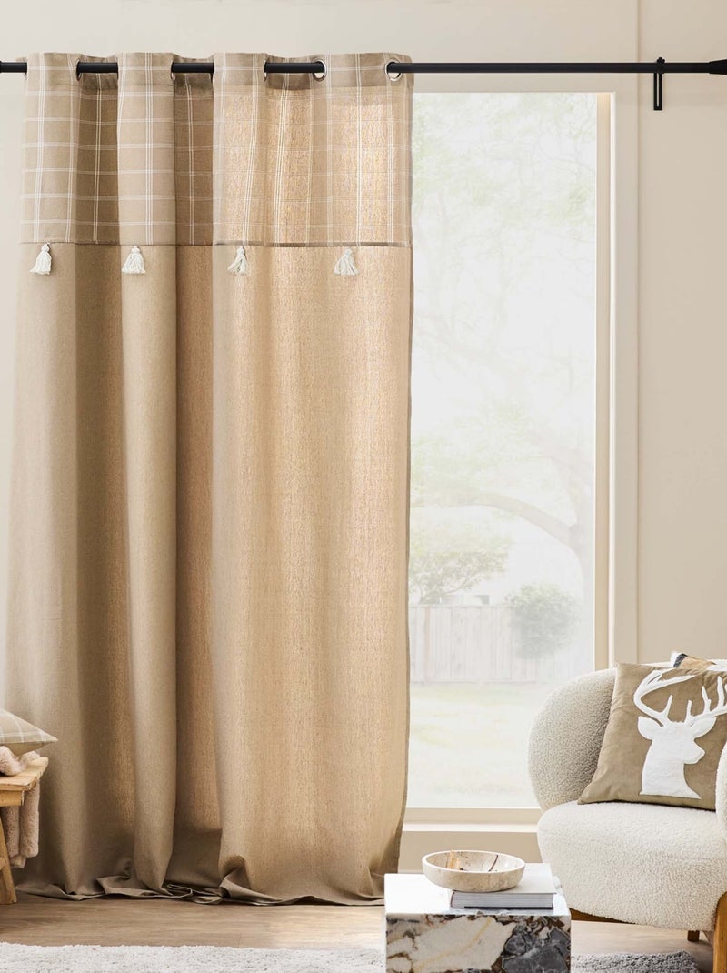 Cojín de cuadros extraíble de polialgodón tejido Beige arena - Kiabi