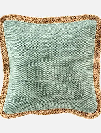 Cojín de doble cara con borde de yute