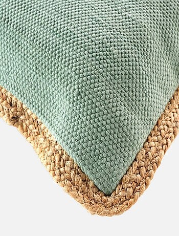 Cojín de doble cara con borde de yute