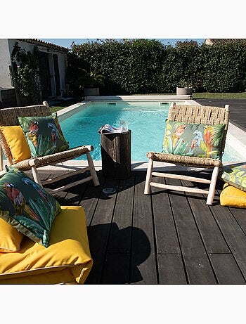 Cojín de exterior con estampado de loros