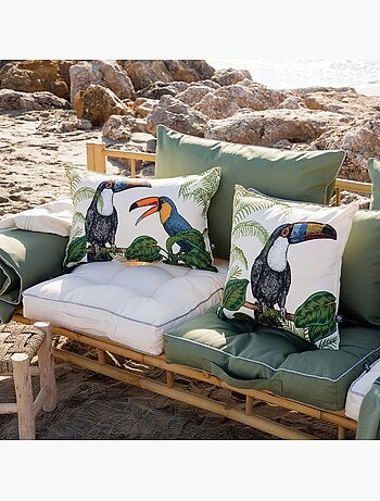 Cojín de exterior impermeable con tucán