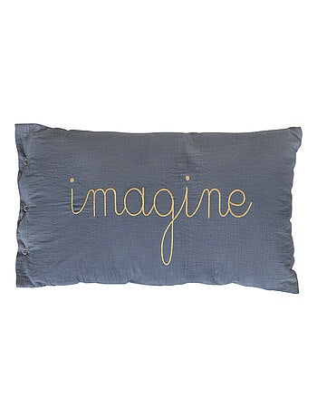 Cojín de gasa de algodón con inscripción