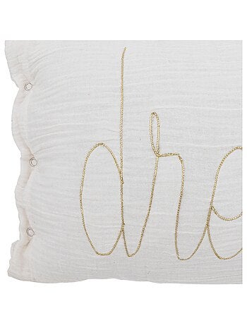 Cojín de gasa de algodón con inscripción