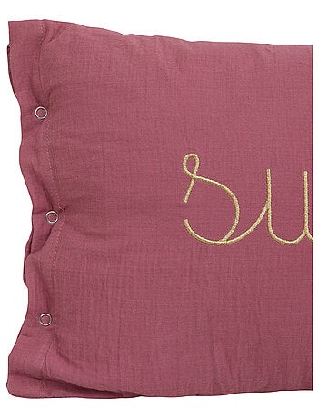 Cojín de gasa de algodón con inscripción