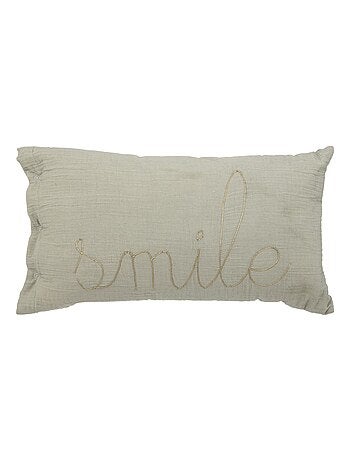 Cojín de gasa de algodón con inscripción